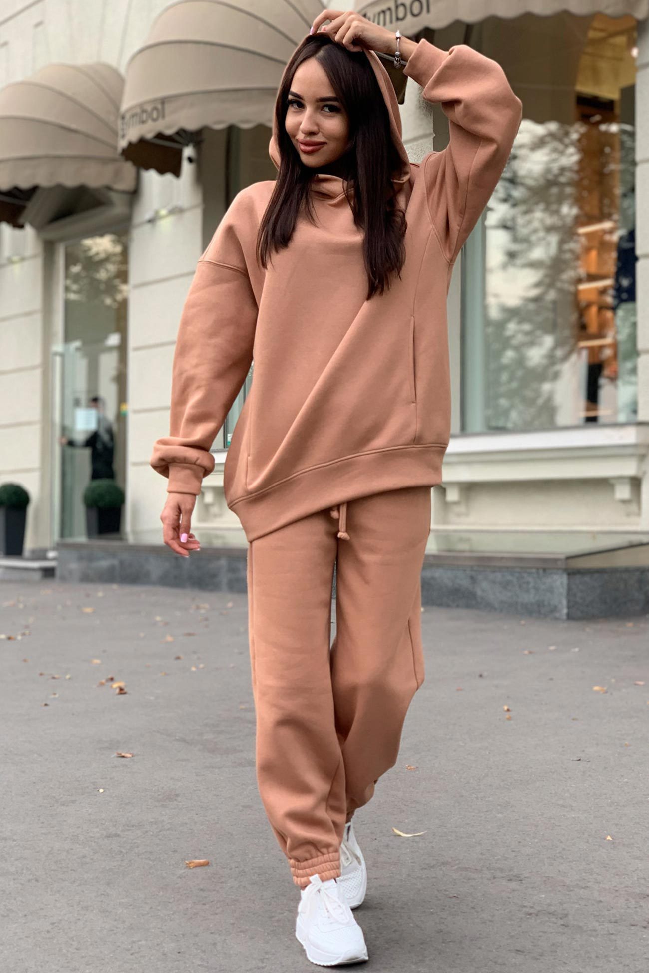 Pocketed Hoodie Elastic Waist Sweatpants Set