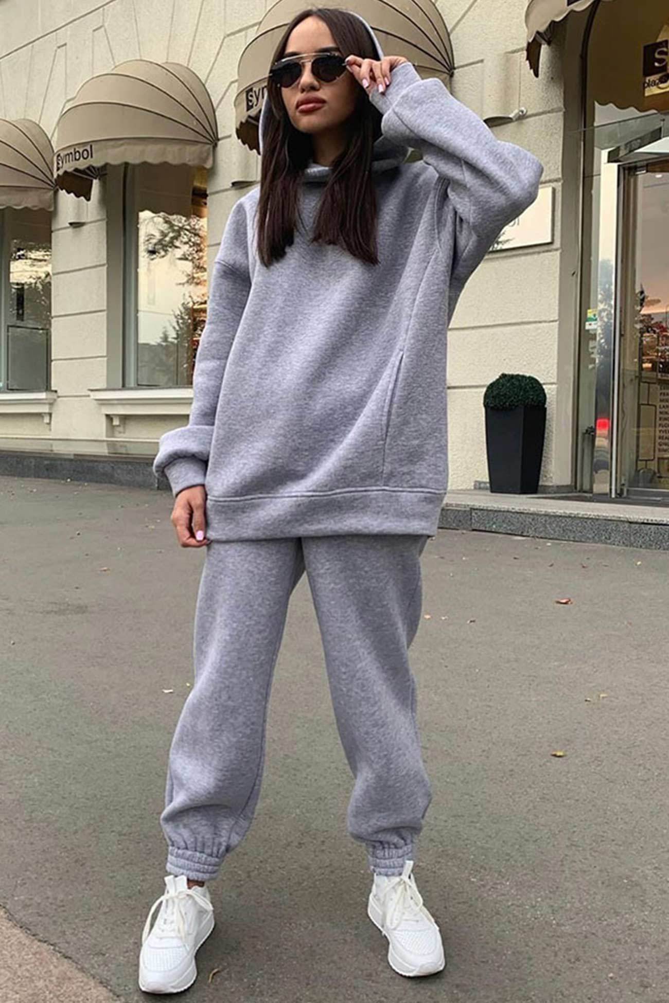Pocketed Hoodie Elastic Waist Sweatpants Set