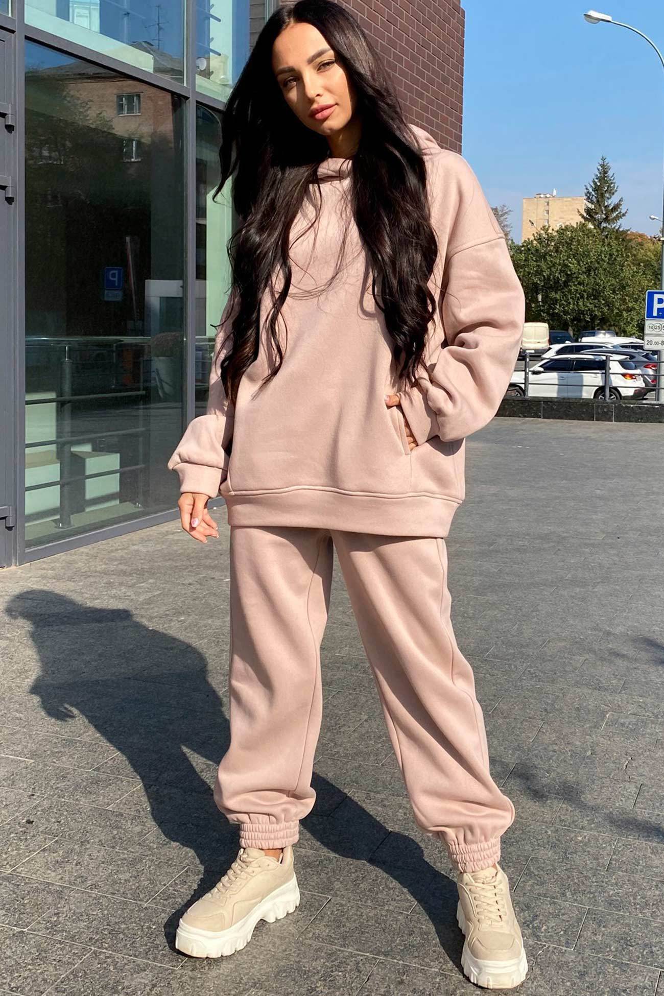 Pocketed Hoodie Elastic Waist Sweatpants Set