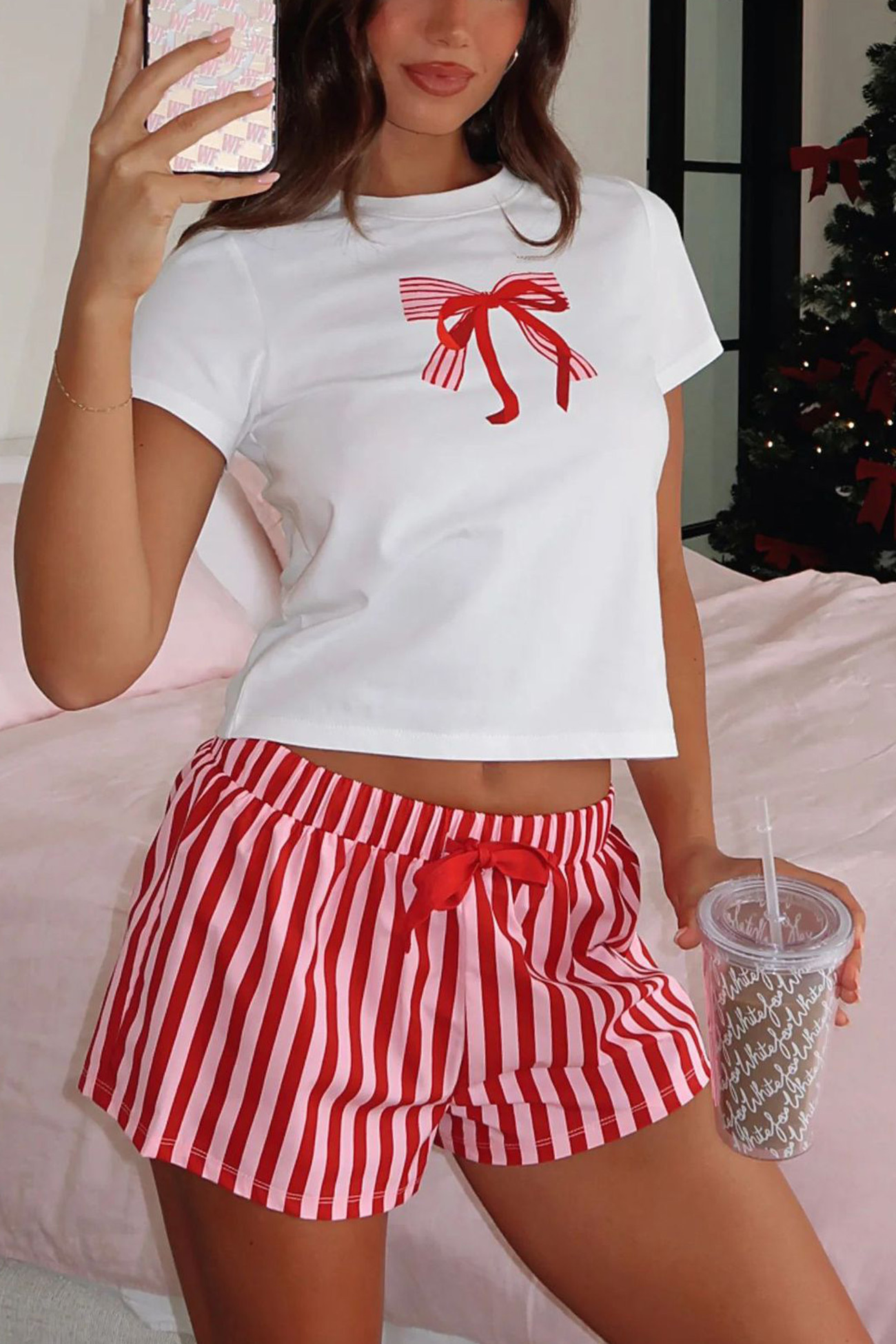 Printed Crew Neck T-shirt Shorts Set
