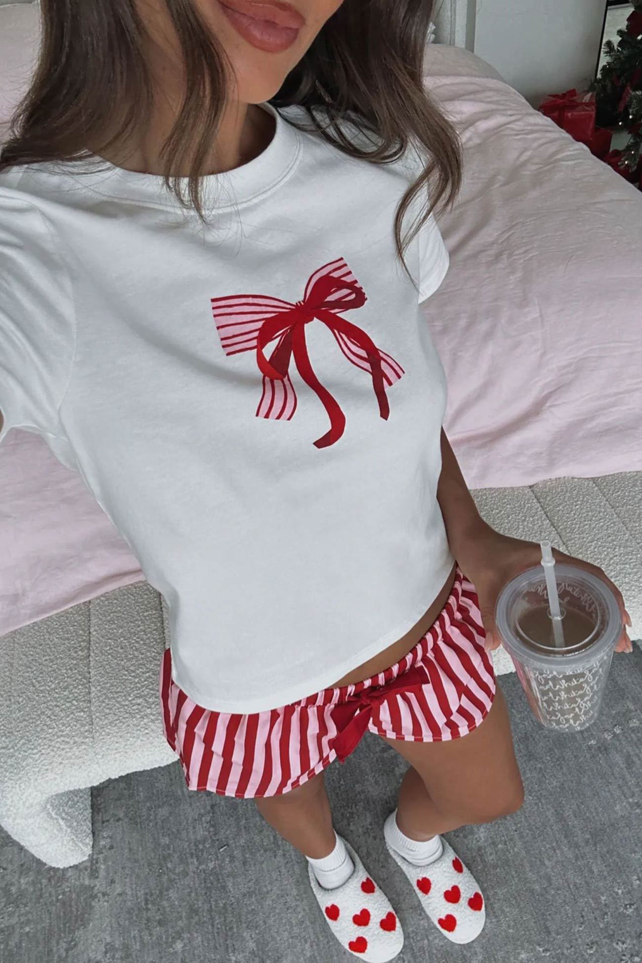 Printed Crew Neck T-shirt Shorts Set