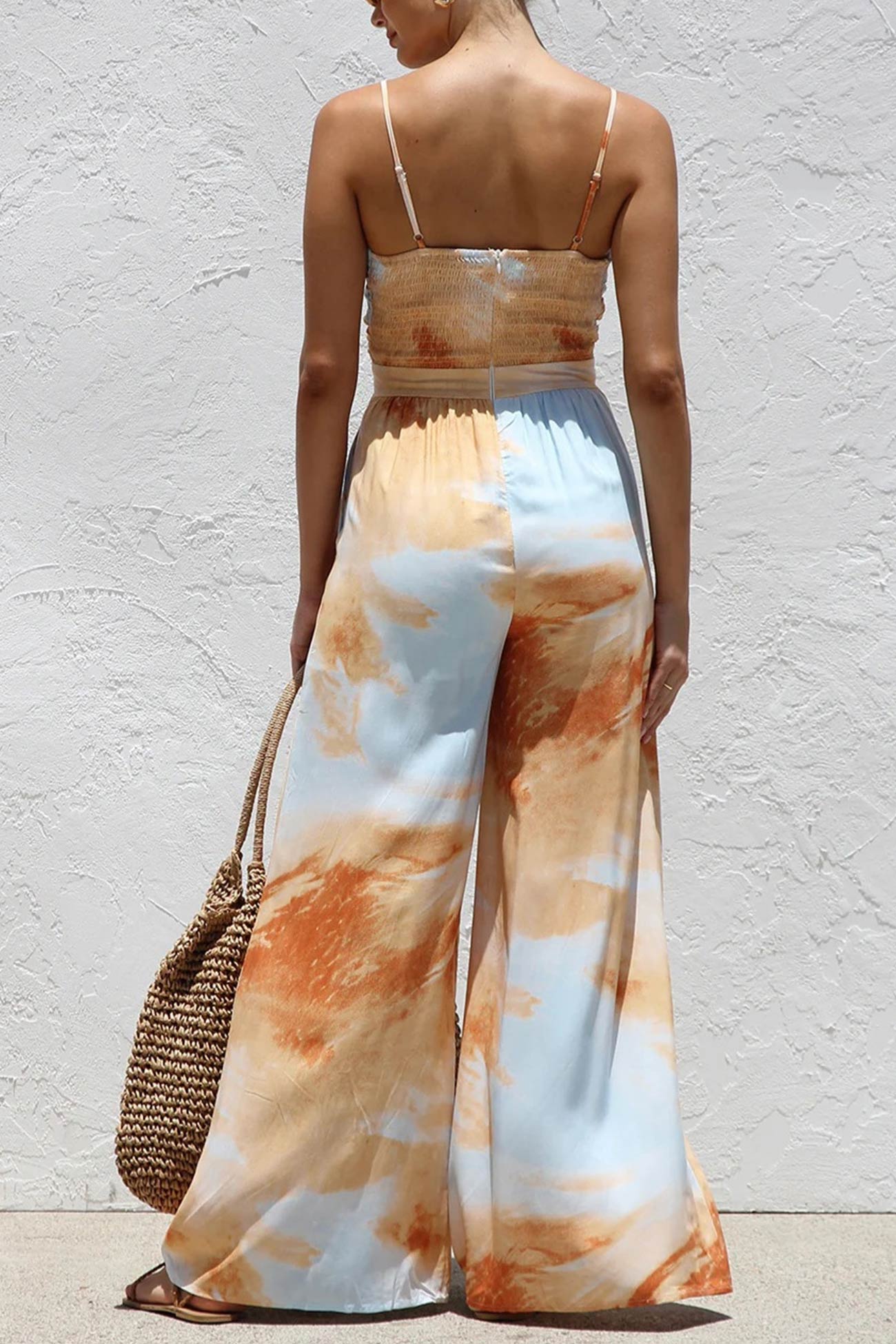 Printed Tie-up Cutout Cami Jumpsuits