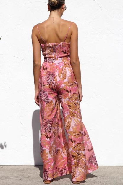 Printed Tie-up Cutout Cami Jumpsuits