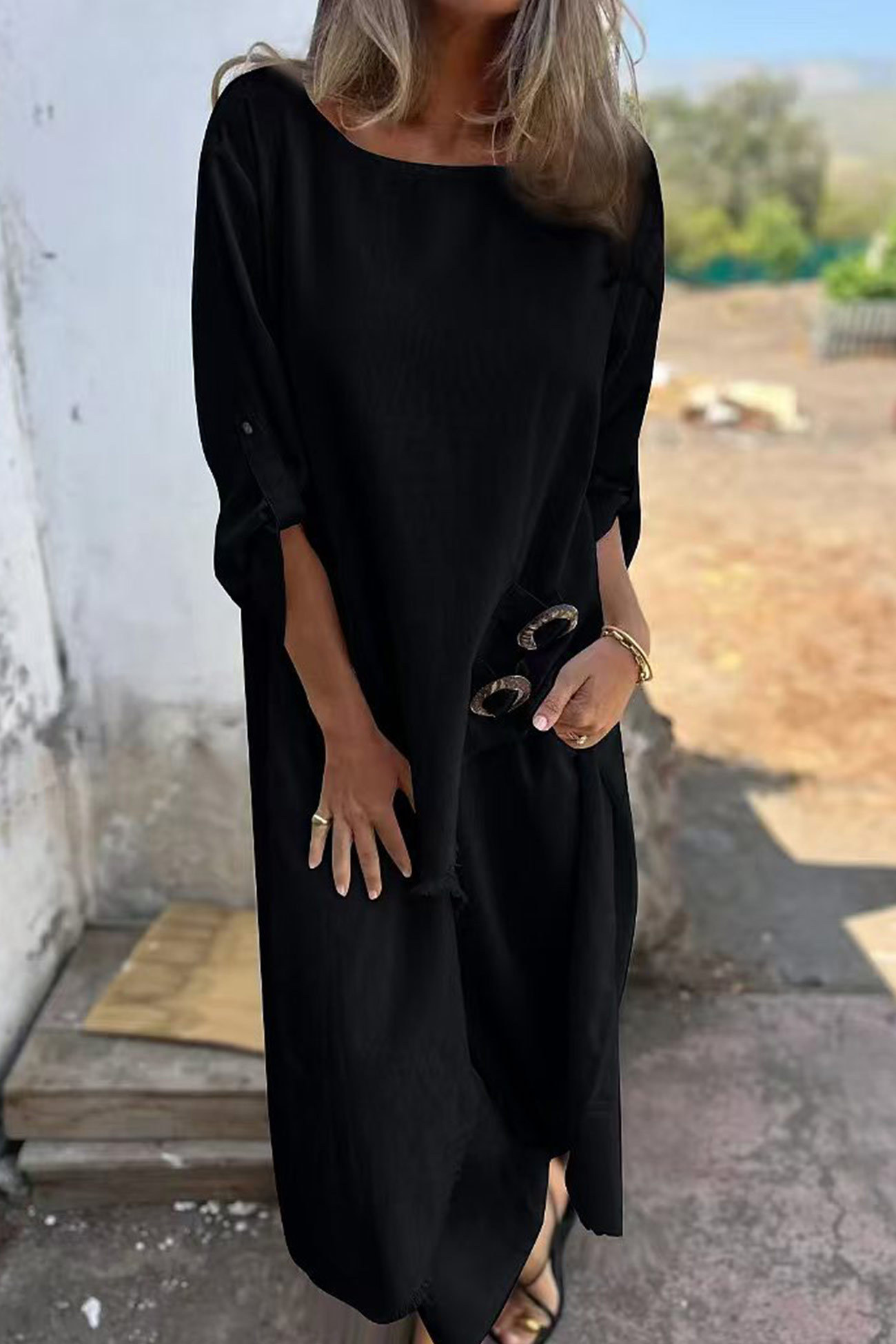 Raw Edge Long Tops Two-piece Pants Set