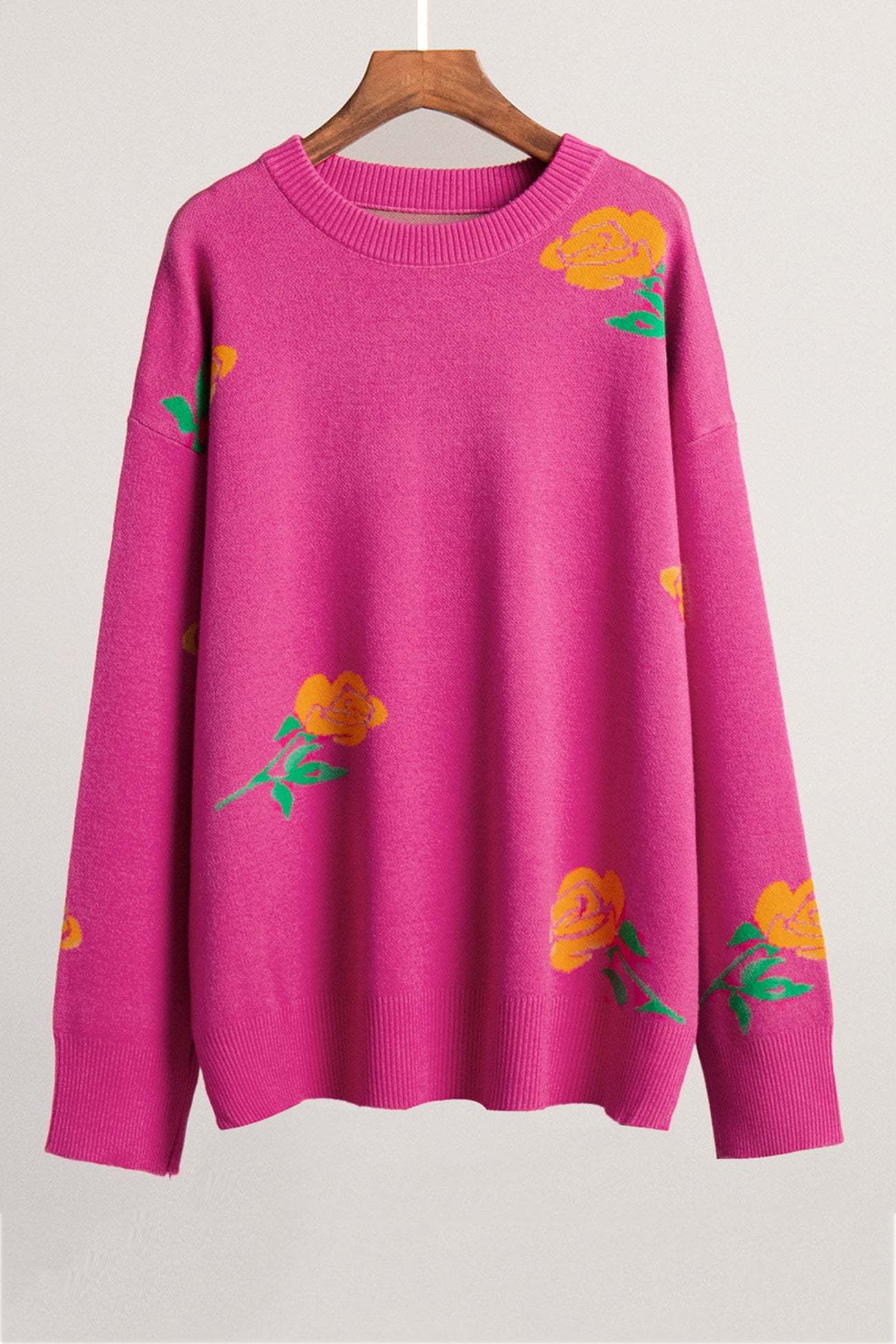 Rose Round Neck Pullover Sweater