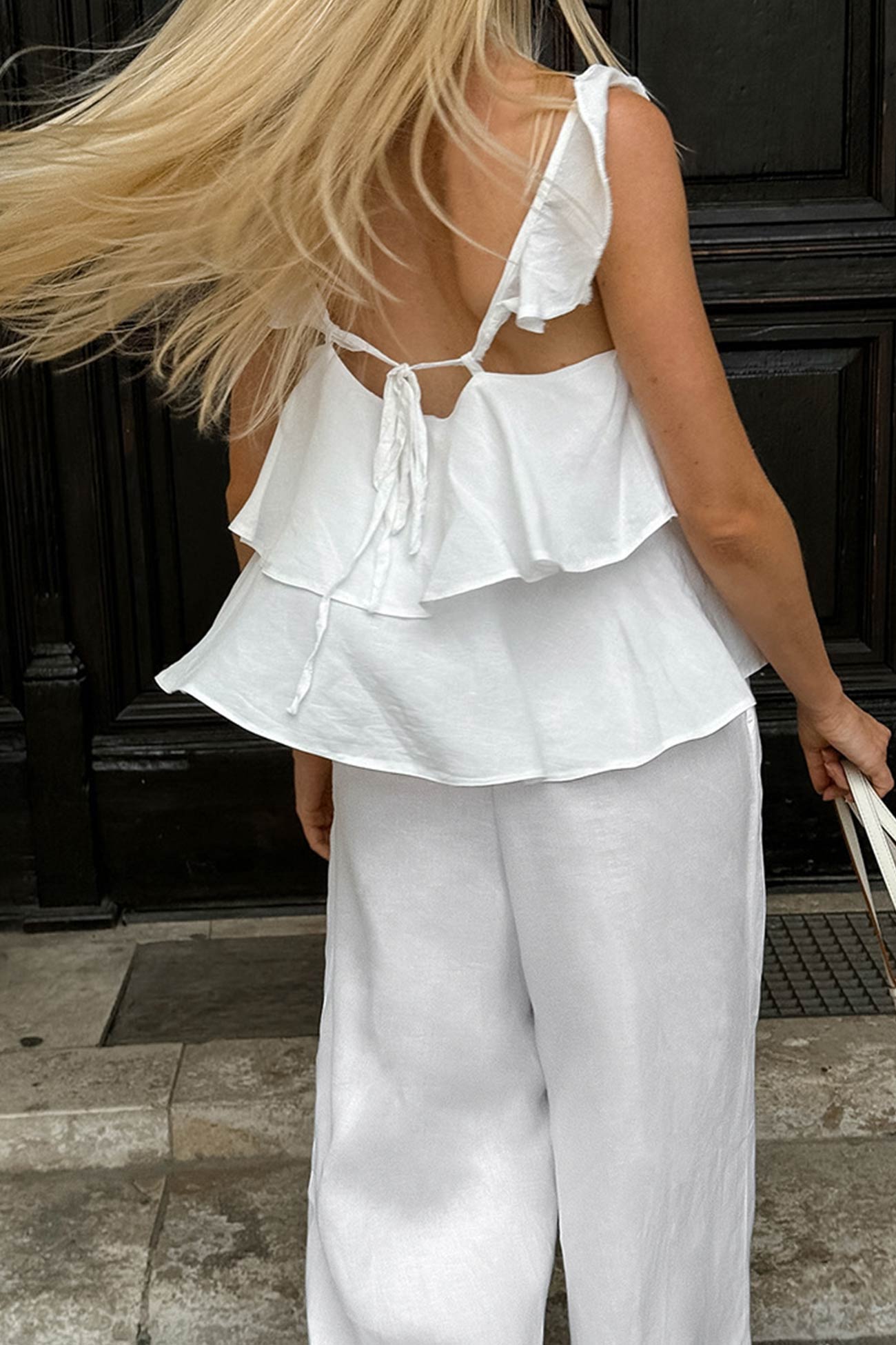Ruffle Tie-up Cotton Vest Set