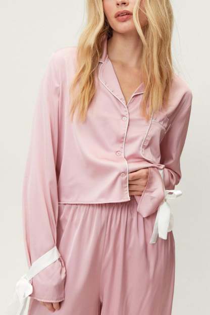 Satin Bow Strappy Cuff Loungewear