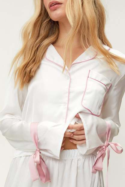 Satin Bow Strappy Cuff Loungewear