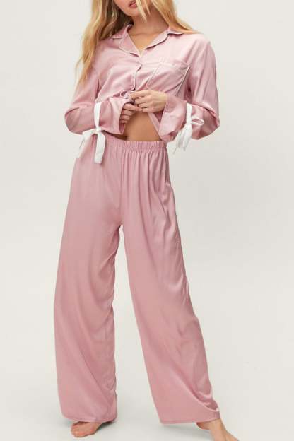 Satin Bow Strappy Cuff Loungewear