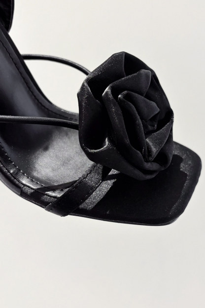 Satin Corsage Flower High Heels