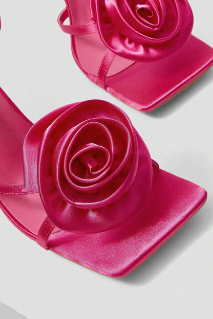 Satin Corsage Flower High Heels