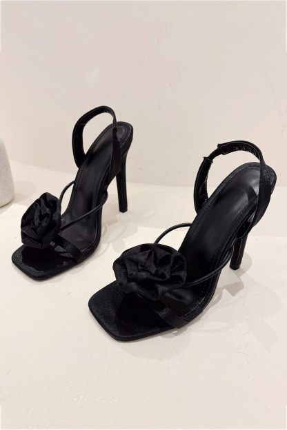 Satin Corsage Flower High Heels