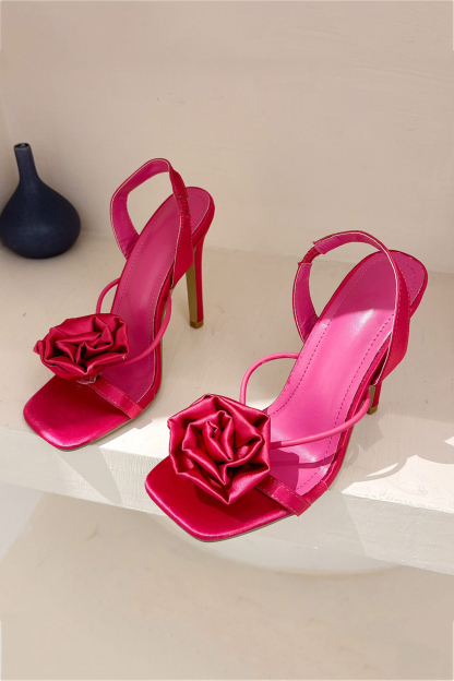 Satin Corsage Flower High Heels