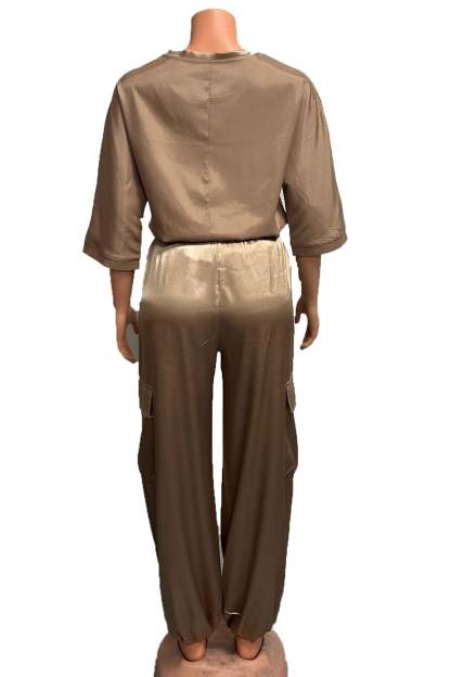 Satin Half Sleeve Shirt Two-piece Pants Set