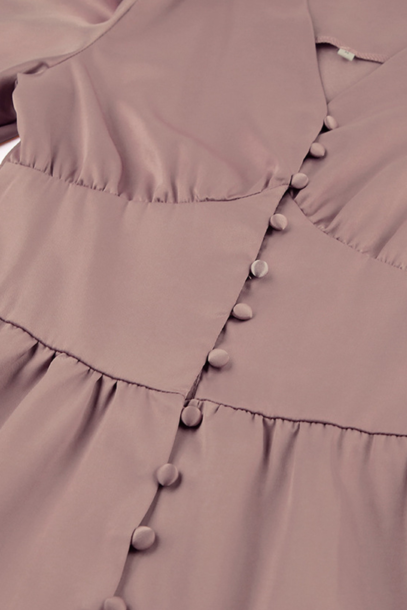 Satin Puff Sleeve Single-breasted Midi Dress