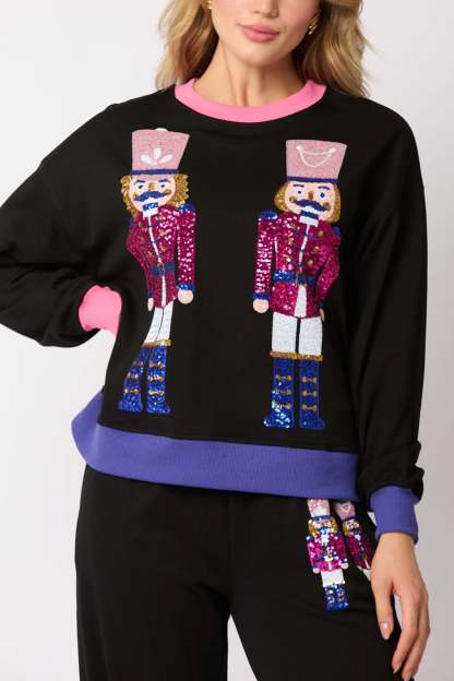 Sequin Soldier Graphic Sweatshirt Set