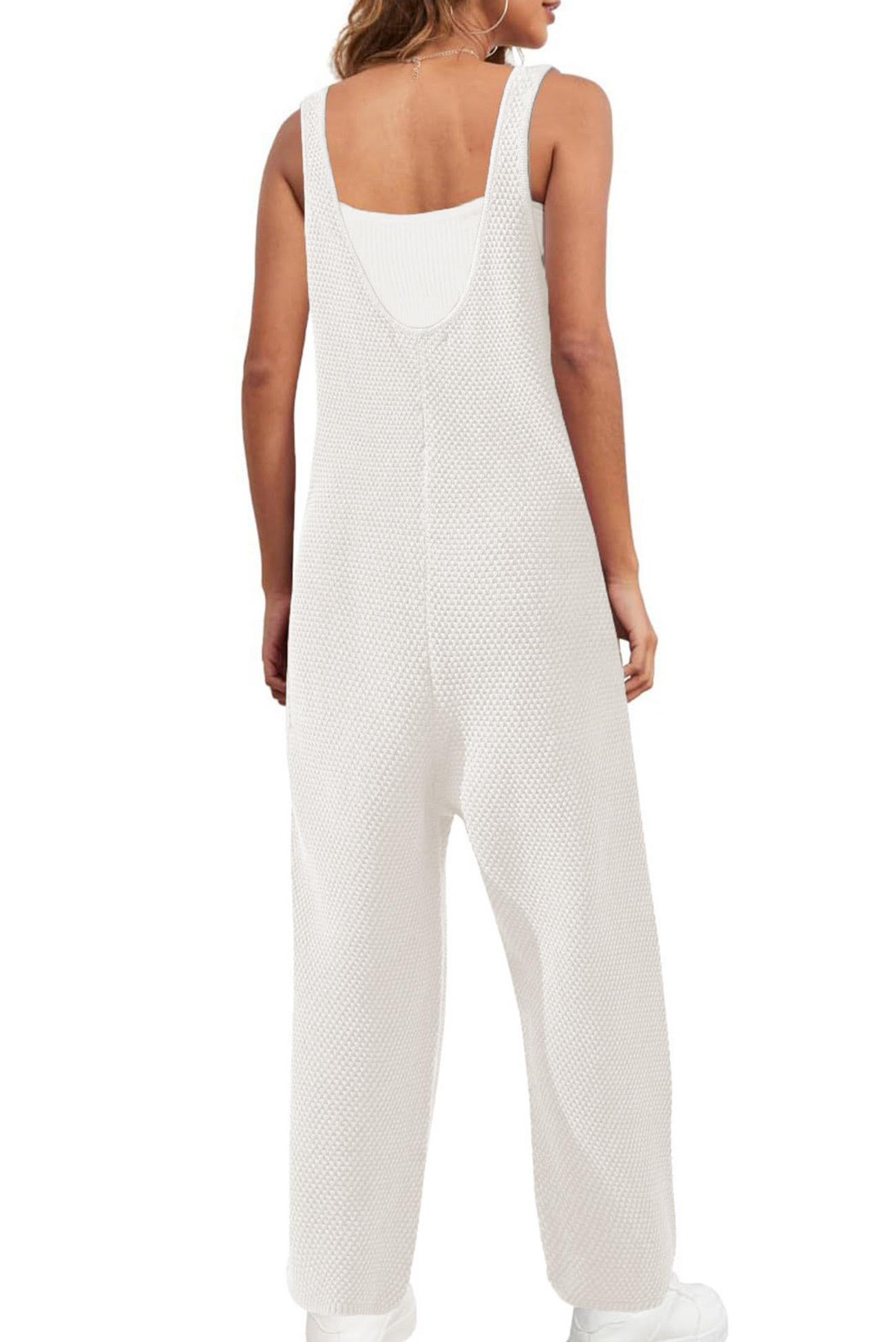 Sleeveless U Neck Dual Pocket Overalls