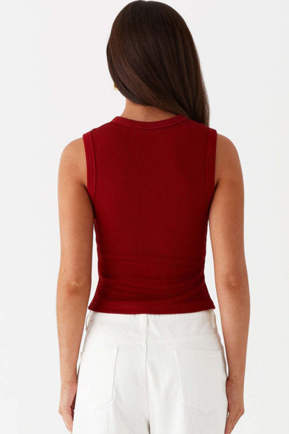 Solid Color Button-down Knit Tank Top