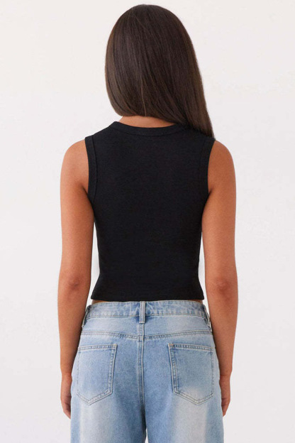 Solid Color Button-down Knit Tank Top