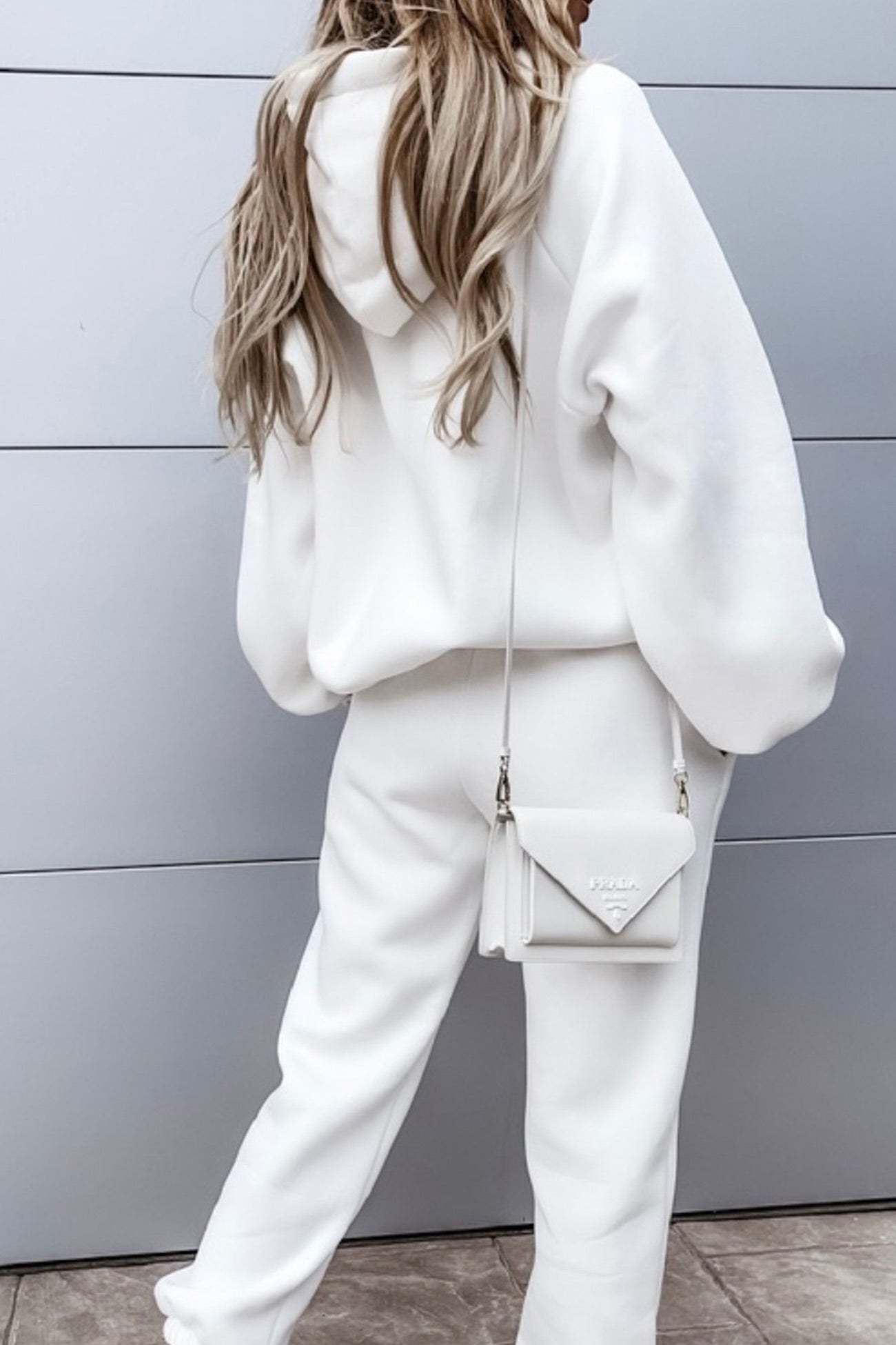 Solid Color Crop Hoodie Sweatpants Set