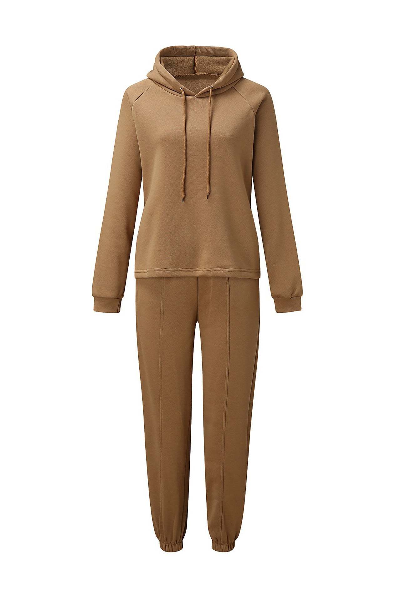Solid Color Crop Hoodie Sweatpants Set