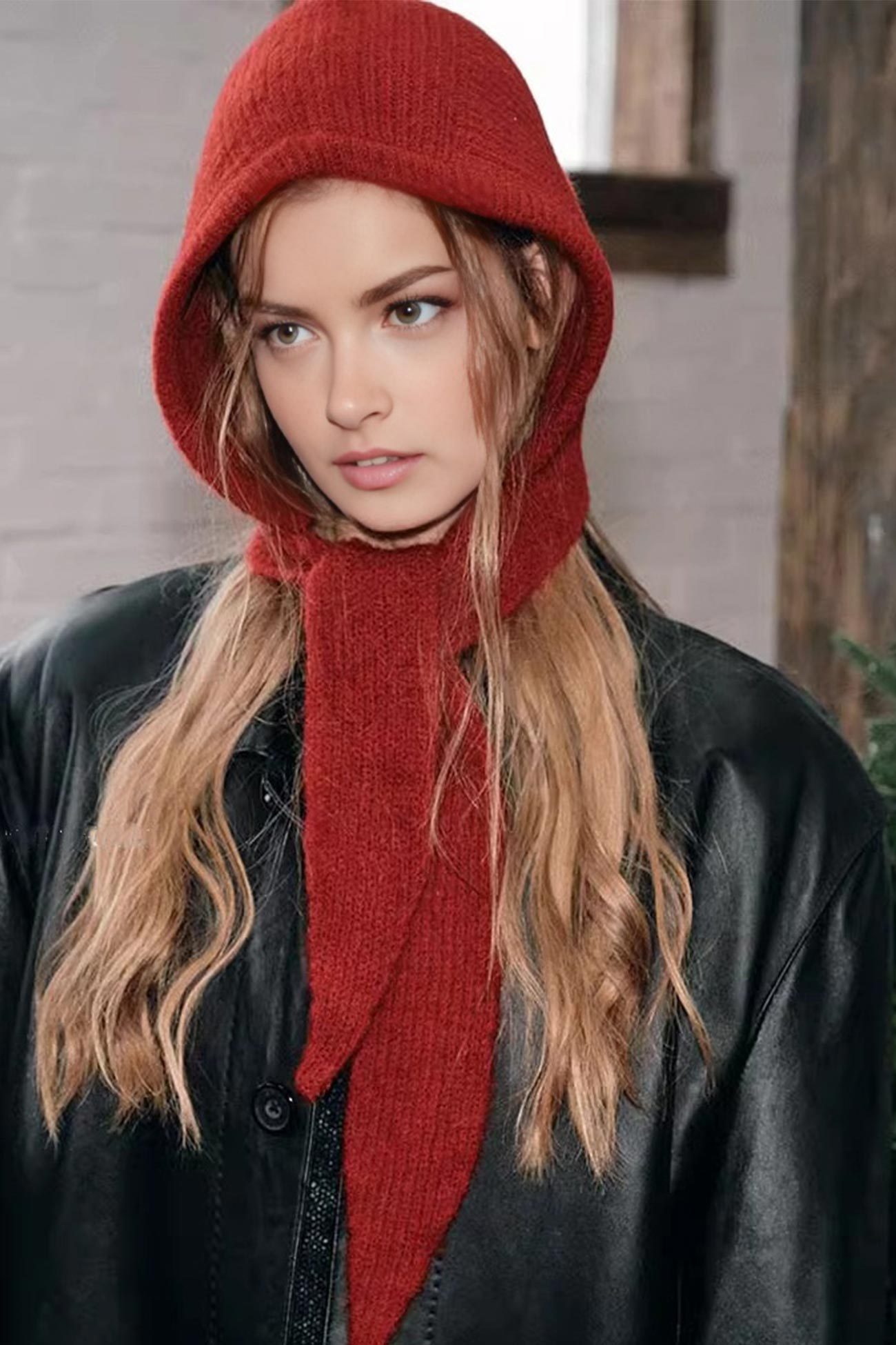 Solid Color Knitted Scarf Hat