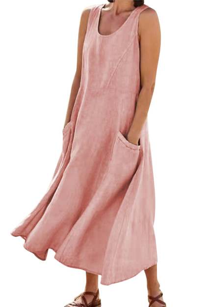 Solid Color Pocket Tank Dress