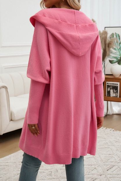 Solid Color Single-breasted Hooded Cardigan