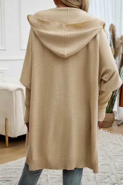 Solid Color Single-breasted Hooded Cardigan