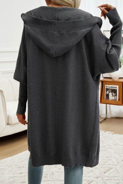 Solid Color Single-breasted Hooded Cardigan