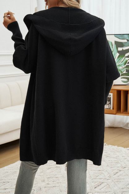 Solid Color Single-breasted Hooded Cardigan