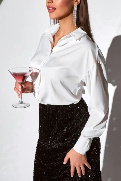 Solid Color Slim Fit Blouse