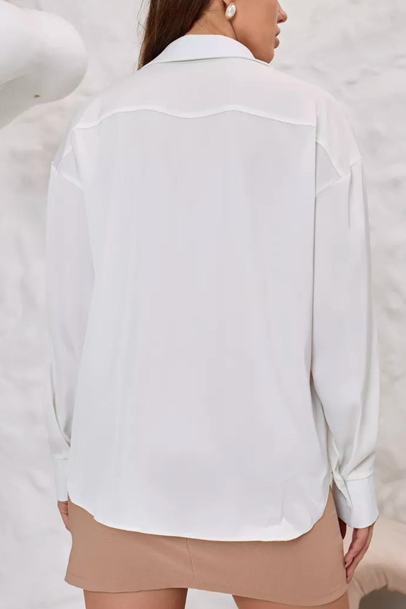 Solid Color Slim Fit Blouse