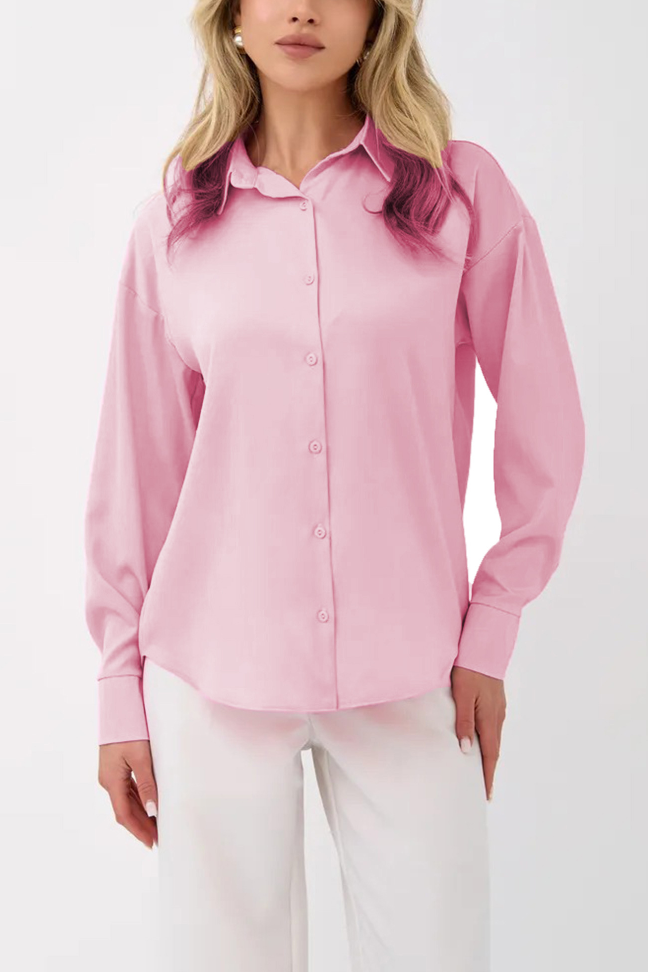 Solid Color Slim Fit Blouse