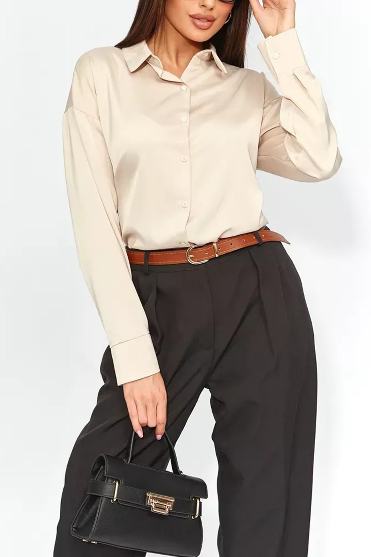 Solid Color Slim Fit Blouse