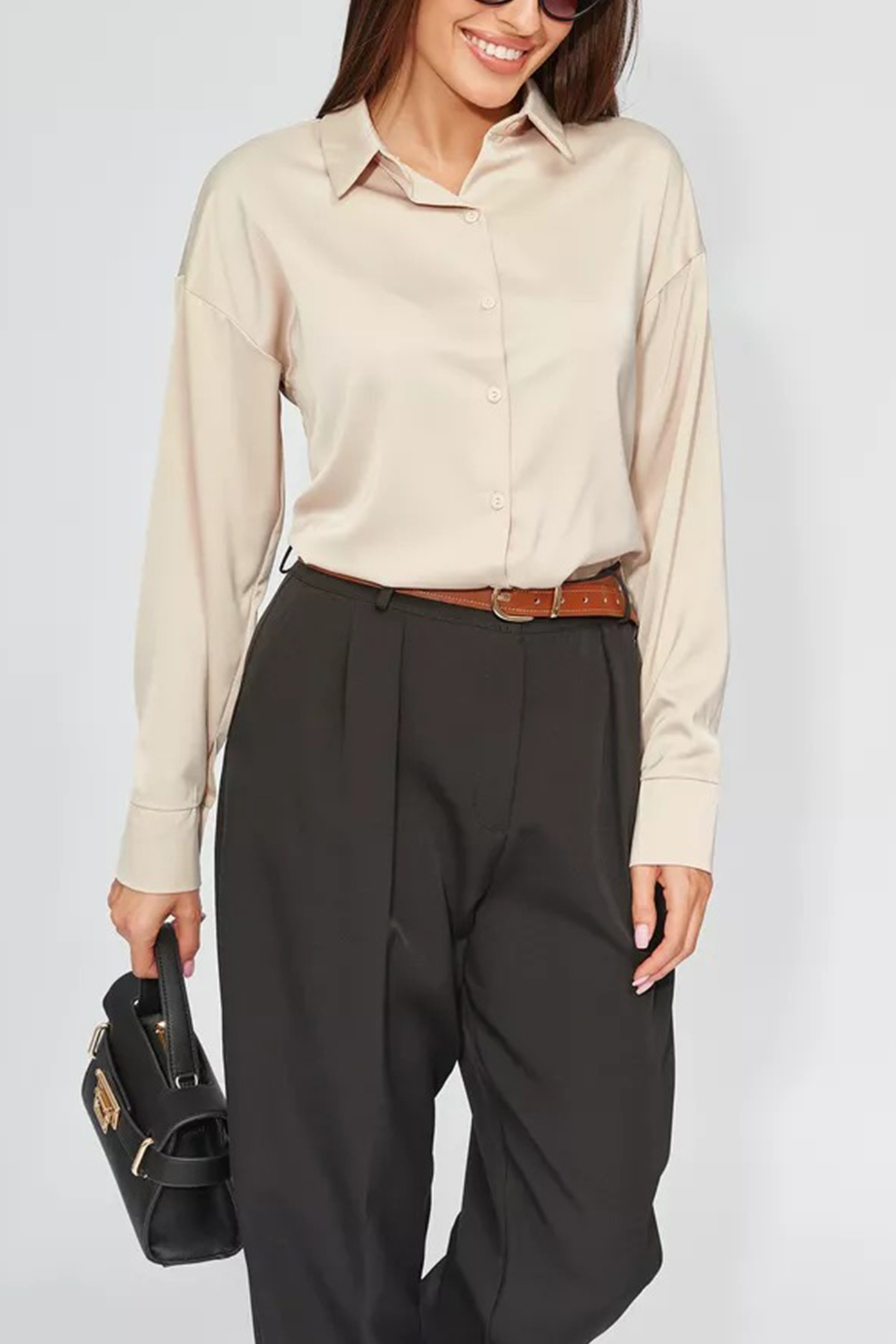 Solid Color Slim Fit Blouse