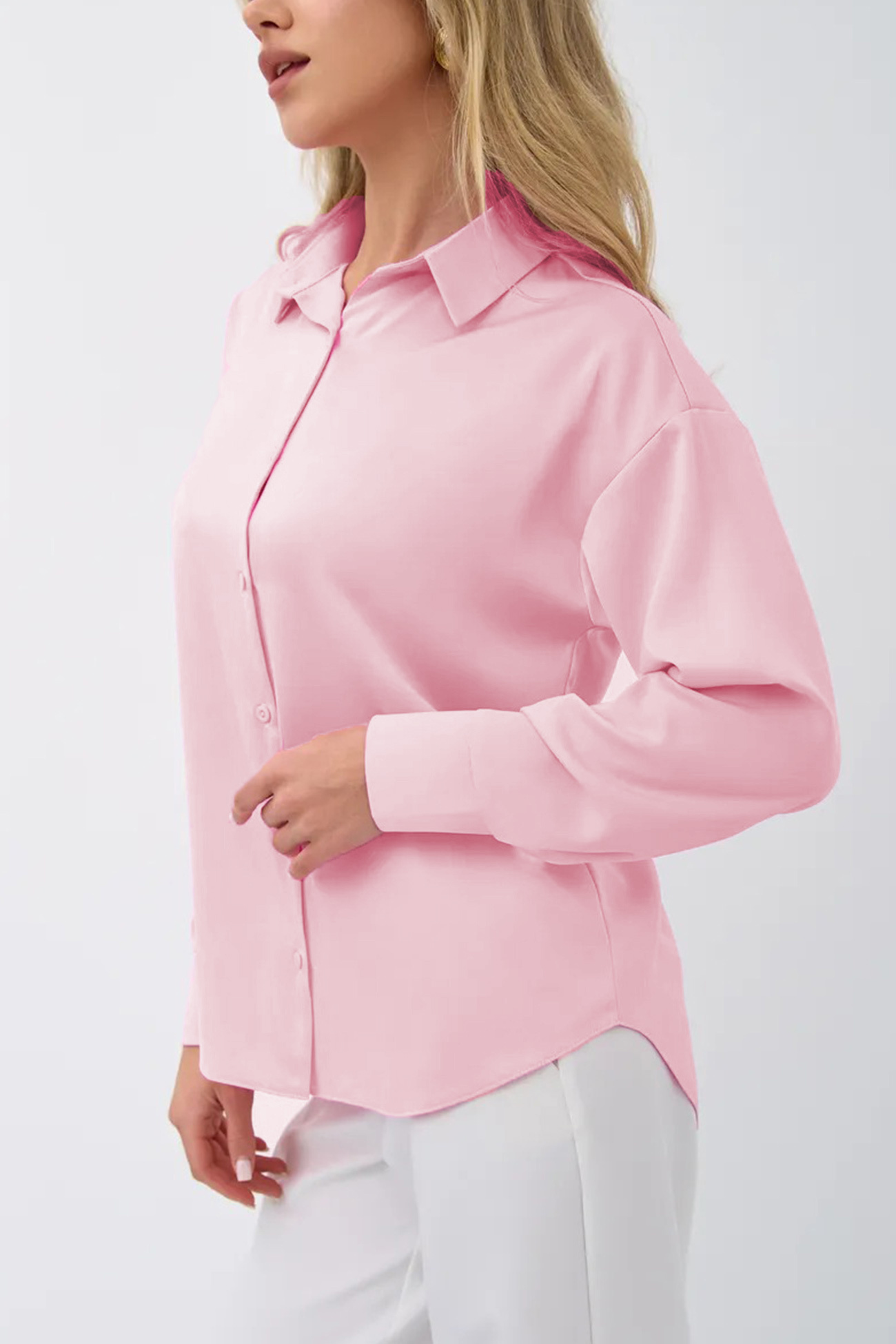 Solid Color Slim Fit Blouse