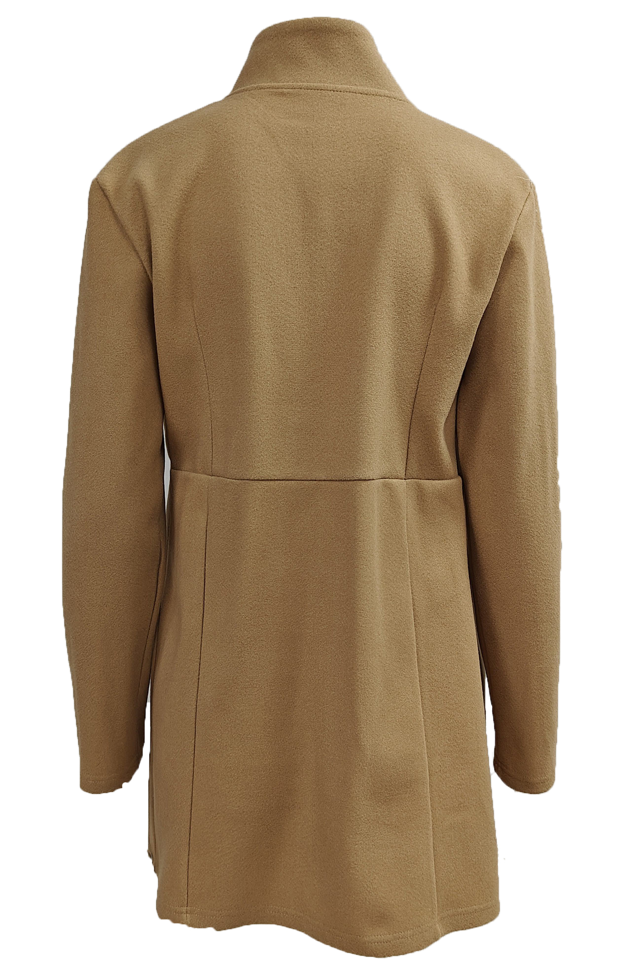 Solid Color Stand Neck Mid-length Plush Coat