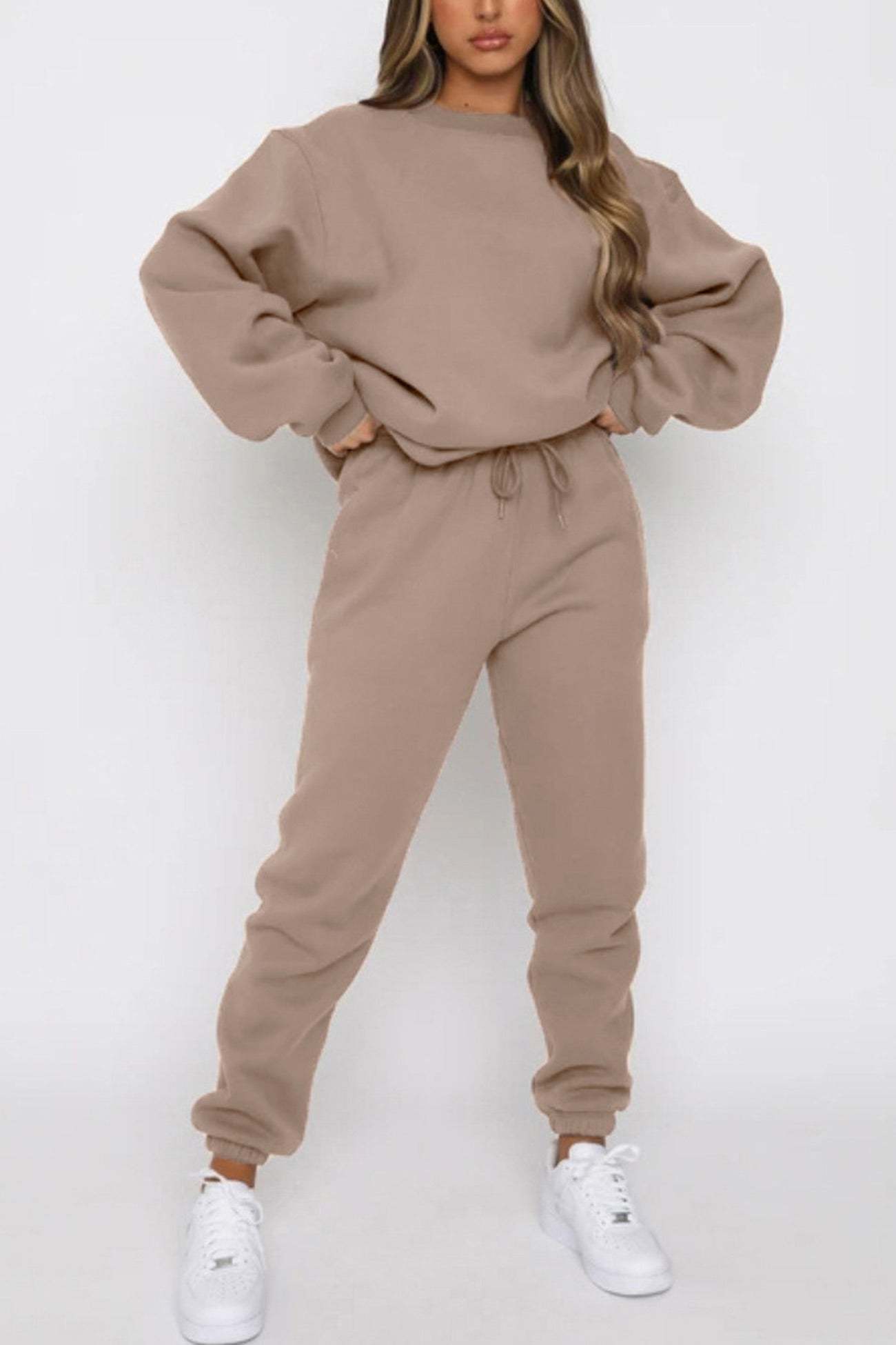 Solid Sweatshirt Pants Set