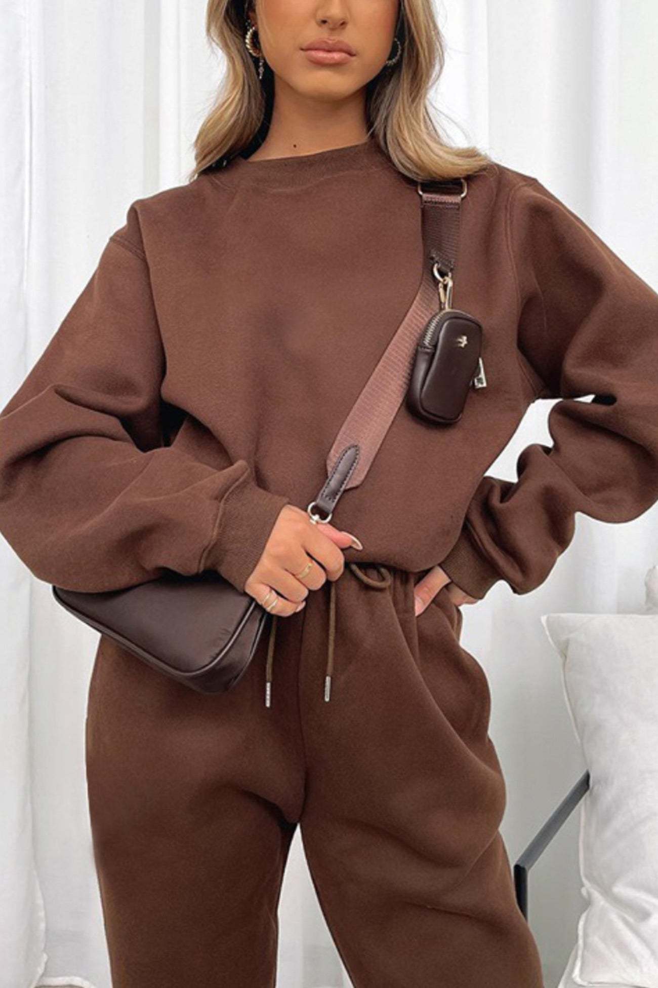Solid Sweatshirt Pants Set