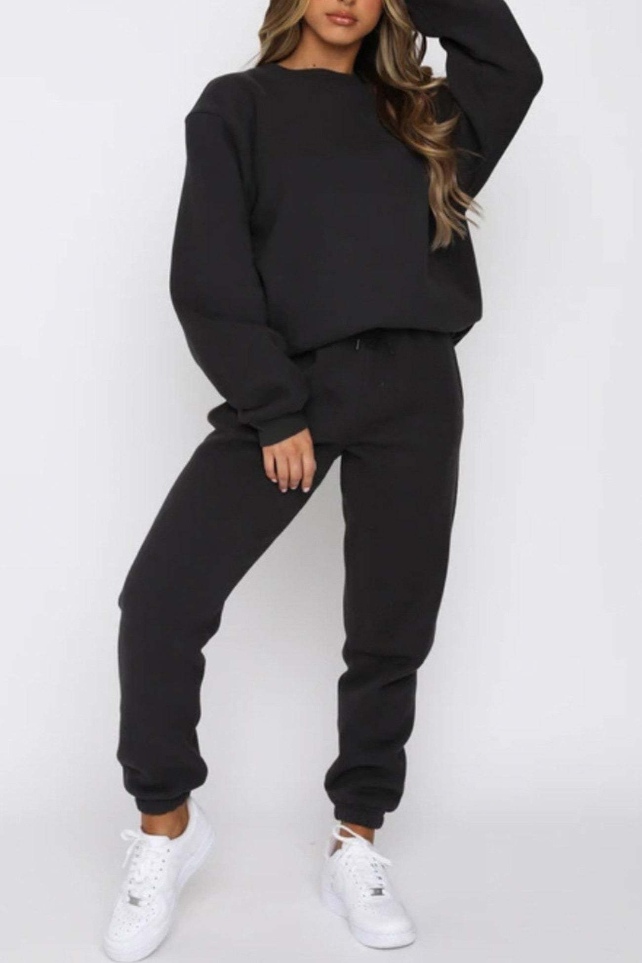 Solid Sweatshirt Pants Set