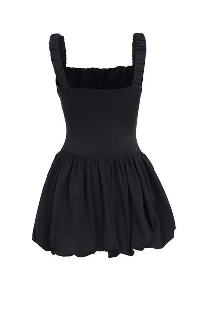 Solid Square Neck Corset Tutu Mini Dress