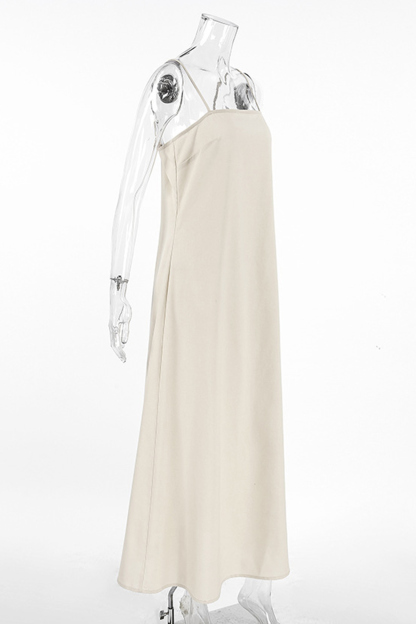 Spaghetti Straps A-line Cotton Linen Dress
