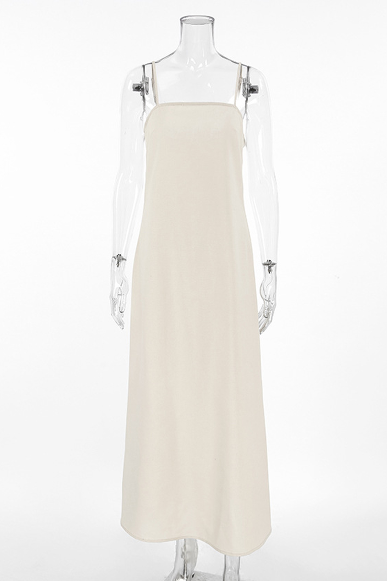Spaghetti Straps A-line Cotton Linen Dress