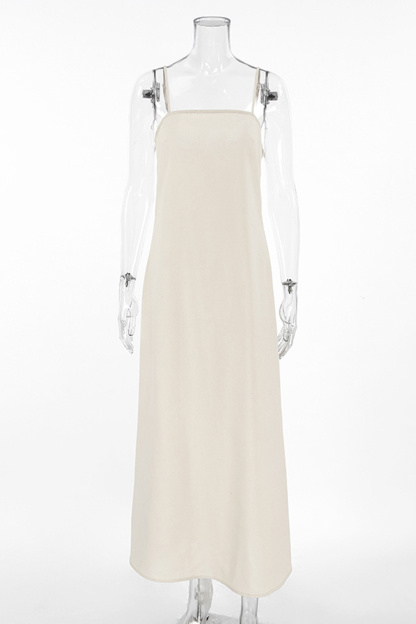 Spaghetti Straps A-line Cotton Linen Dress