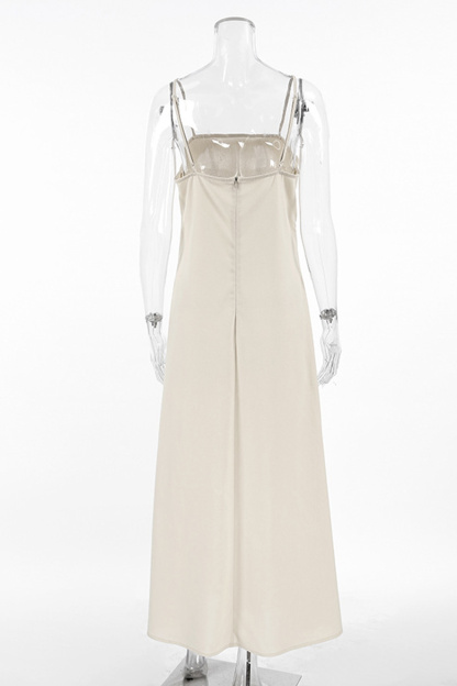 Spaghetti Straps A-line Cotton Linen Dress