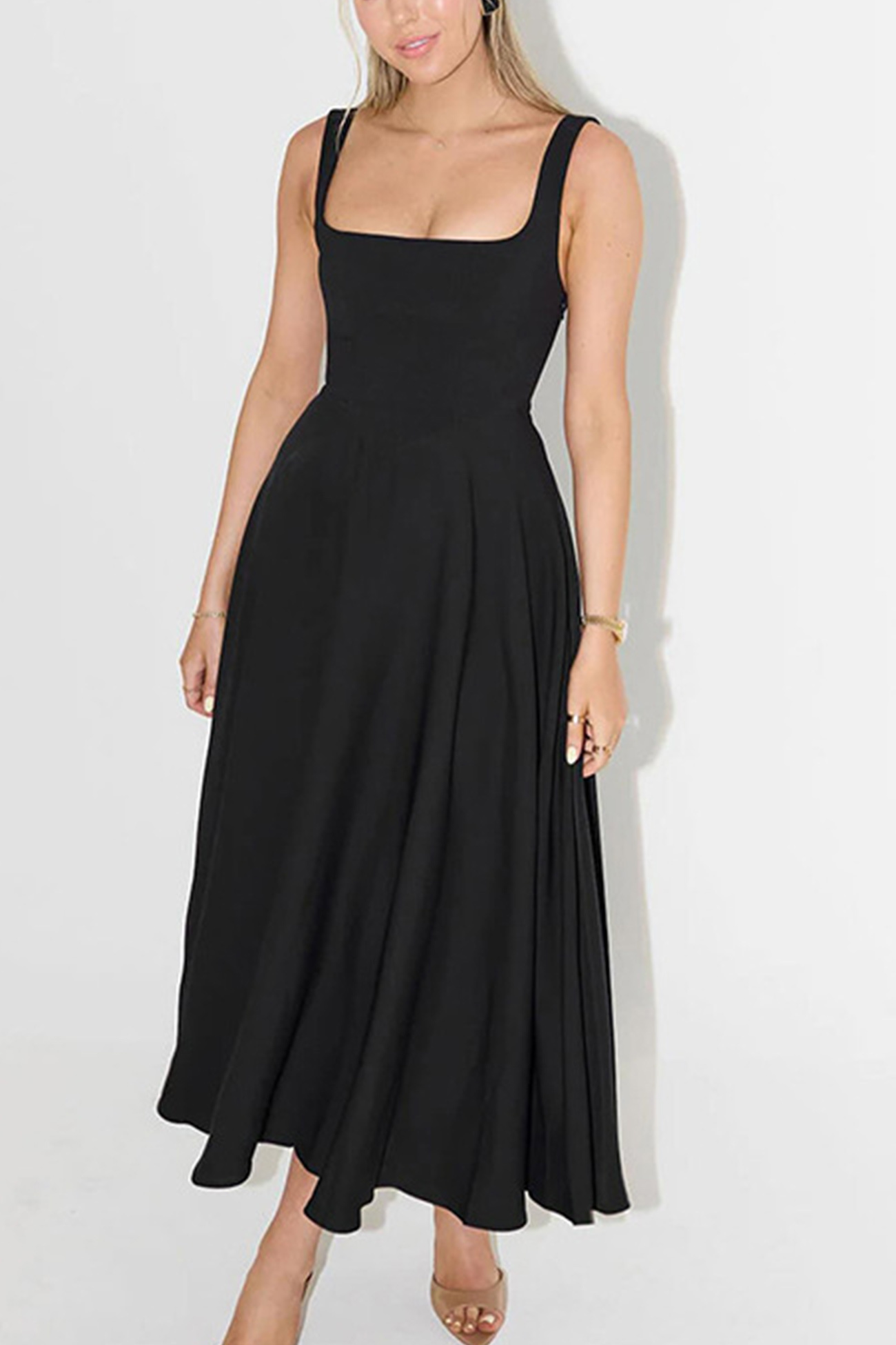 Square Neck Corset Swing Dress