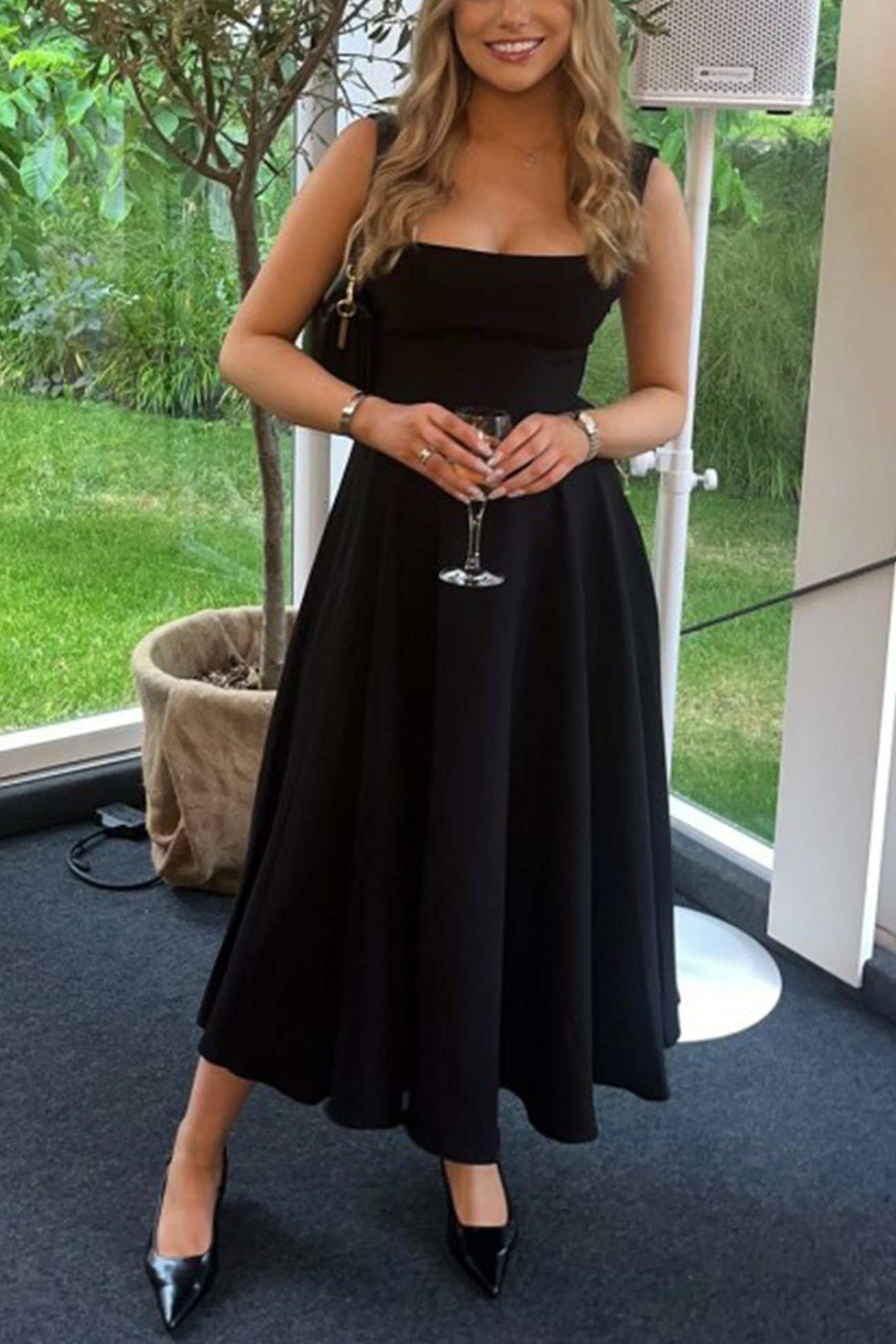 Square Neck Corset Swing Dress