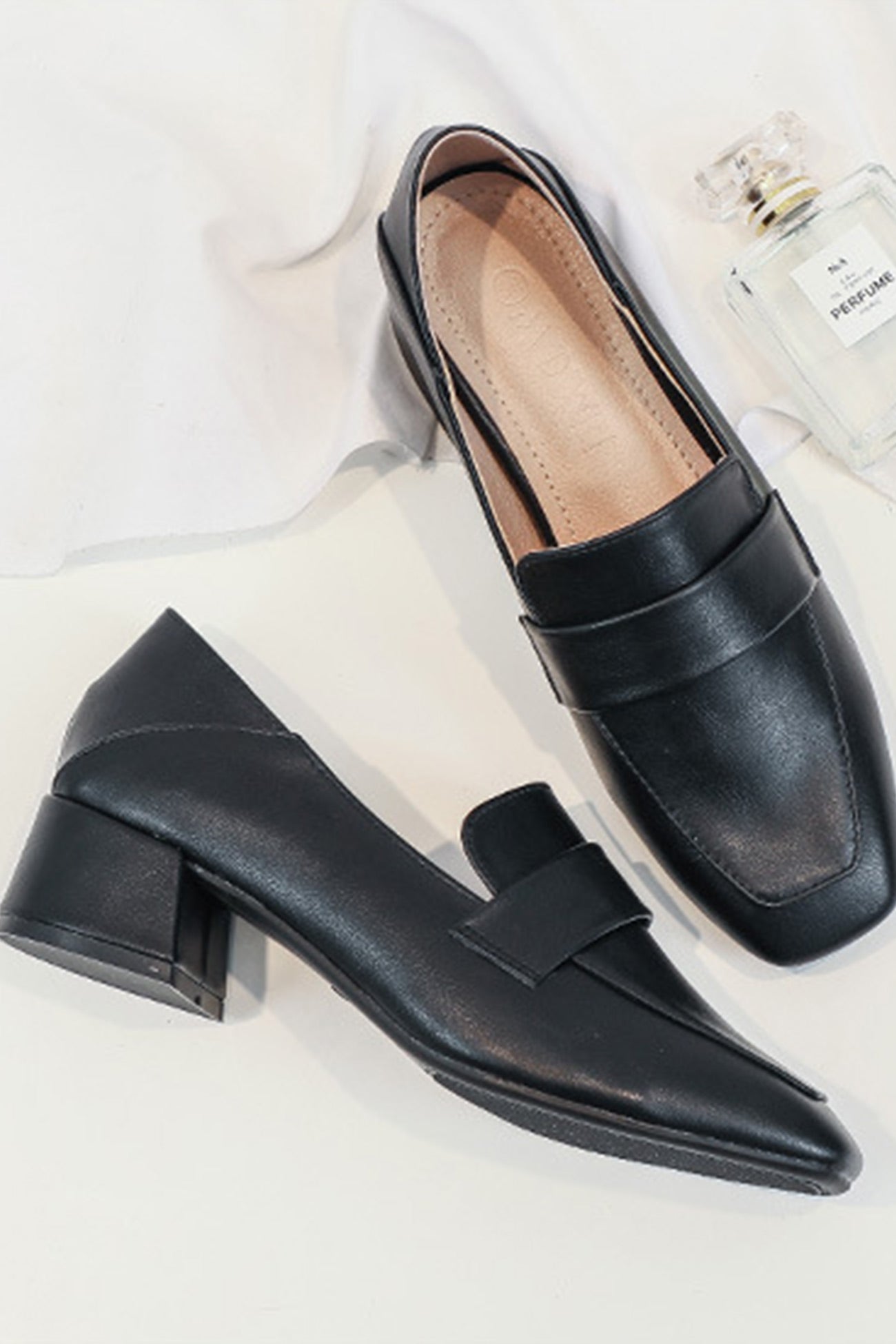 Square Toe Chunky Heel Loafers – arolora