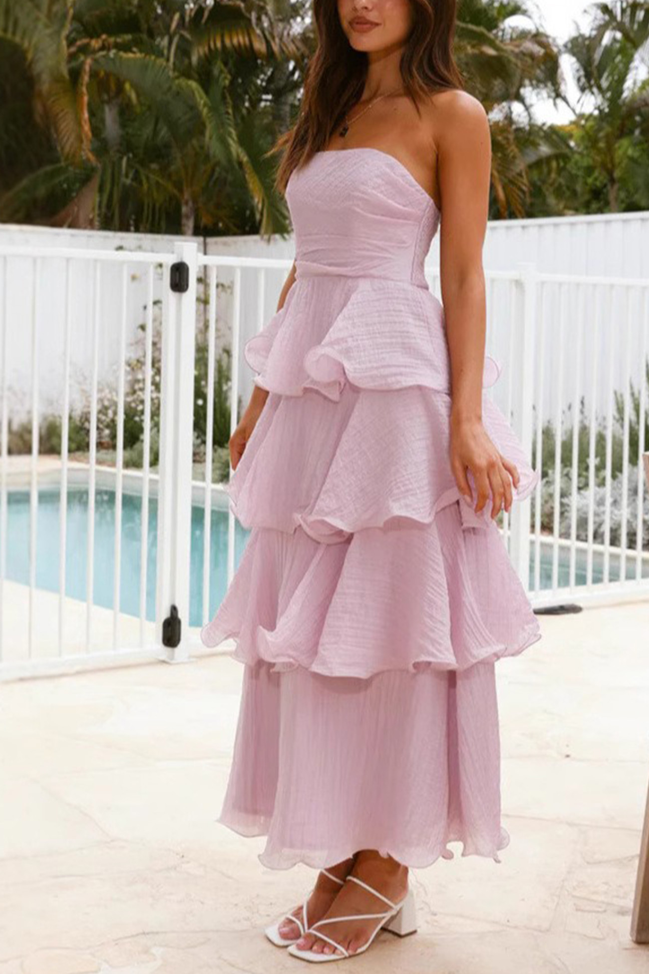 Strapless Sweet Chiffon Tiered Dress